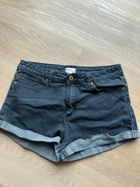 Forever 21 Black Rolled-Hem Denim Shorts